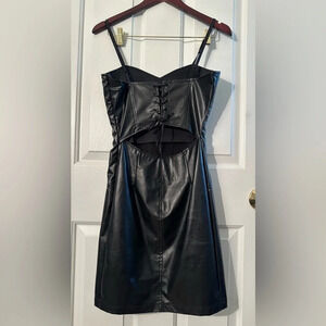 ADELE FADO 6 ITALIAN Faux Leather Whimsigoth Grunge Corset Bustier Dress Cut Out